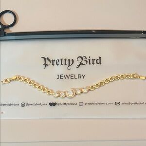 Pretty Bird Gold Bracelet with Sparkling Stones 7-8" includes extender.